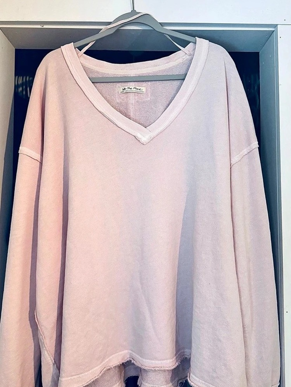 Free People We The Free Venice V-Neck Sweatshirt Light Pink